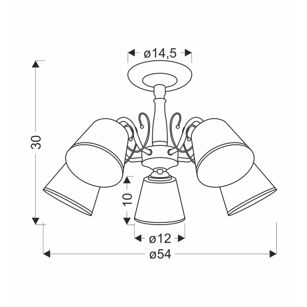 Losanna Lampa Wisząca Patynowy 5X40W E14 Klosz Biały Z Obwódką Candellux