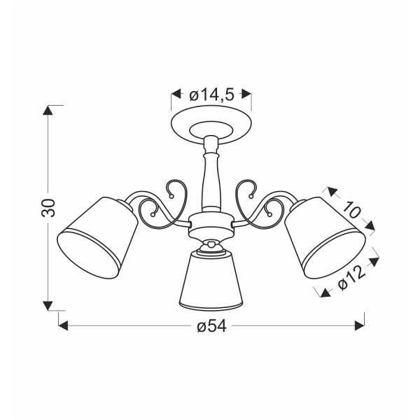 Losanna Lampa Wisząca Patynowy 3X40W E14 Klosz Biały Z Obwódką Candellux