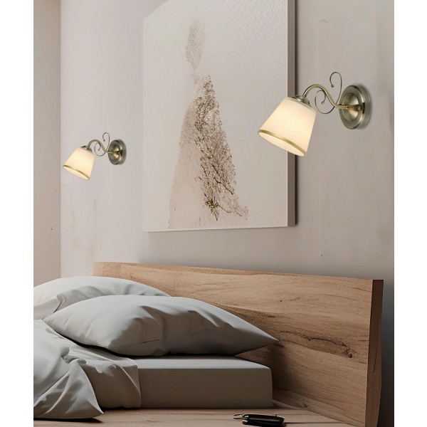 Losanna Lampa Kinkiet Patynowy 1X40W E14 Klosz Biały Z Obwódką Candellux