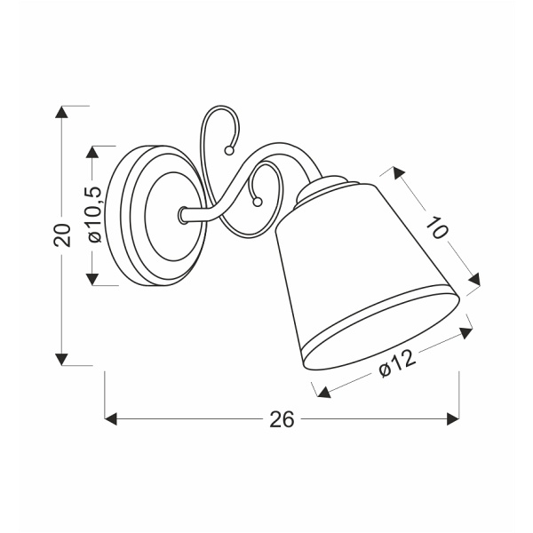 Losanna Lampa Kinkiet Patynowy 1X40W E14 Klosz Biały Z Obwódką Candellux