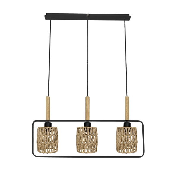 Crown Lampa Wisząca Czarny 3X40W E27 Abażur Beżowy Candellux