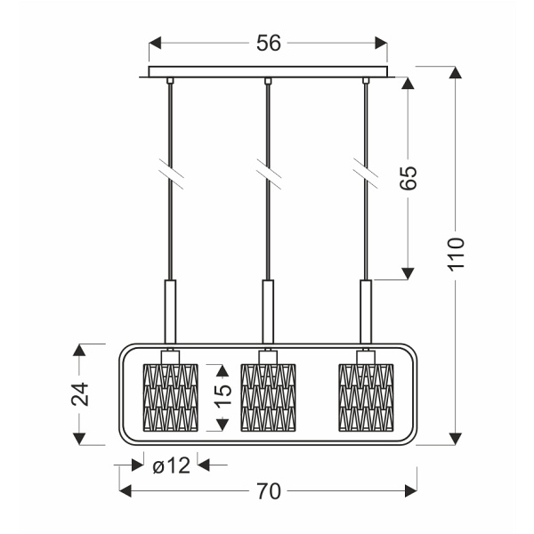 Crown Lampa Wisząca Czarny 3X40W E27 Abażur Beżowy Candellux