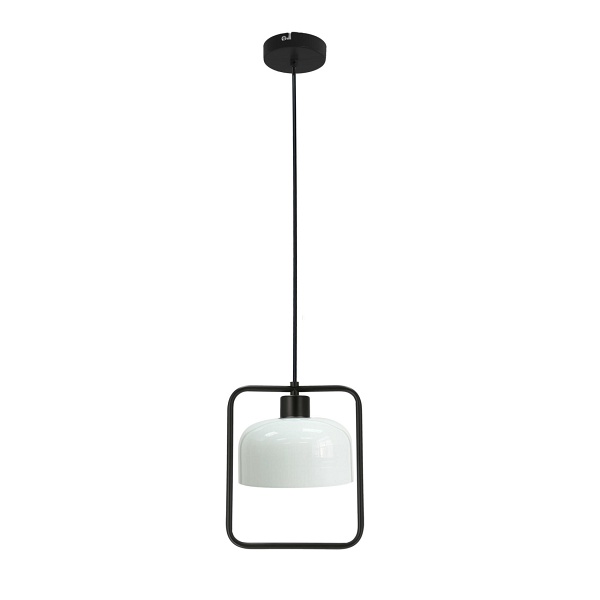 Zodiac Lampa Wisząca Czarny 1X40W E27 Klosz Biały Candellux