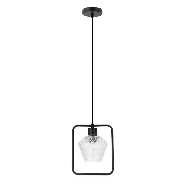 Niko Lampa Wisząca Czarny 1X40W E27 Klosz Bezbarwny Karbowany Candellux