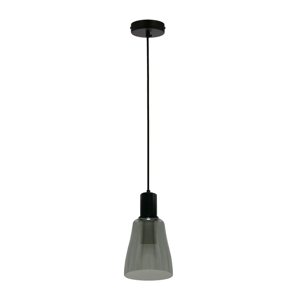 Udin Middle Lampa Wisząca Czarny 1X15W Gu10 Klosz Szary Candellux