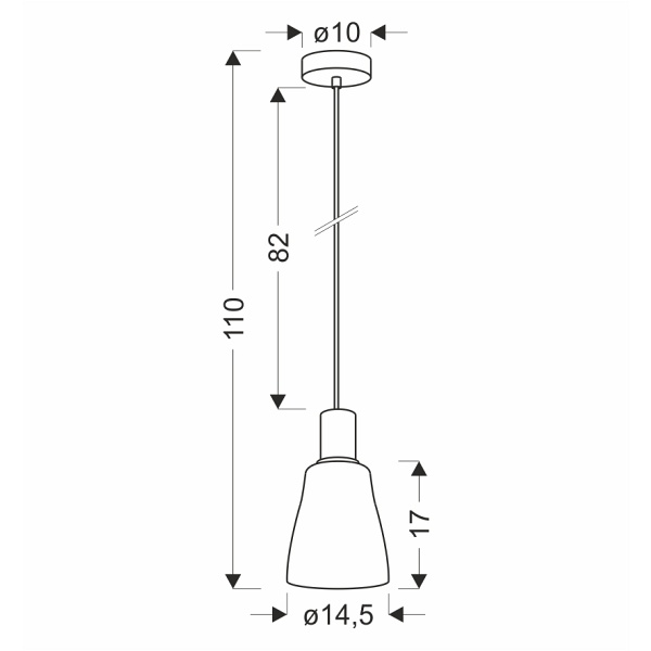 Udin Middle Lampa Wisząca Czarny 1X15W Gu10 Klosz Szary Candellux