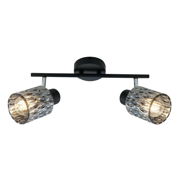 Bill Lampa Sufitowa Listwa Czarny 2X40W E27 Klosz Dymiony Candellux
