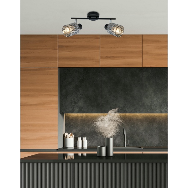 Bill Lampa Sufitowa Listwa Czarny 2X40W E27 Klosz Dymiony Candellux