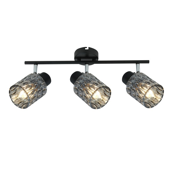 Bill Lampa Sufitowa Listwa Czarny 3X40W E27 Klosz Dymiony Candellux