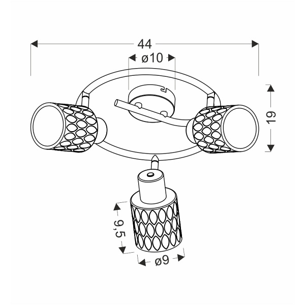 Bill Lampa Sufitowa Spirala Czarny 3X40W E27 Klosz Dymiony Candellux
