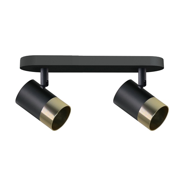 Tobi Lampa Sufitowa Listwa Czarny 2X15W Gu10 Klosz Czarny+Złoty Candellux