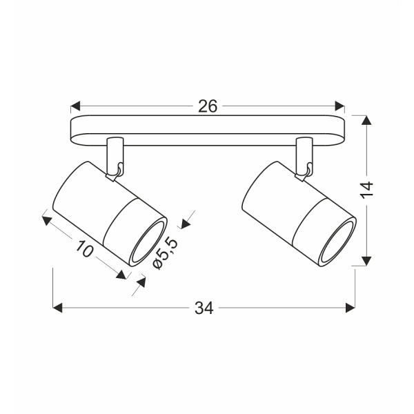 Tobi Lampa Sufitowa Listwa Czarny 2X15W Gu10 Klosz Czarny+Złoty Candellux