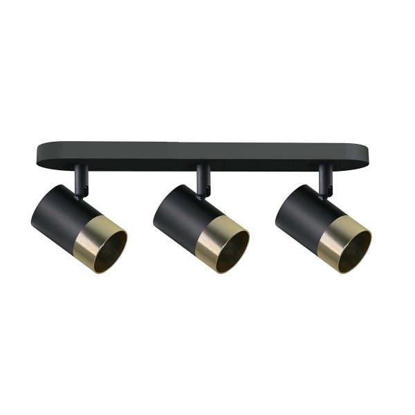 Tobi Lampa Sufitowa Listwa Czarny 3X15W Gu10 Klosz Czarny+Złoty Candellux