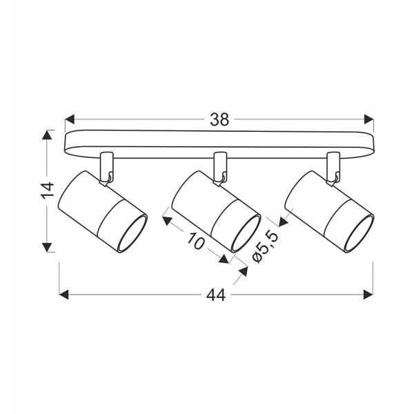 Tobi Lampa Sufitowa Listwa Czarny 3X15W Gu10 Klosz Czarny+Złoty Candellux