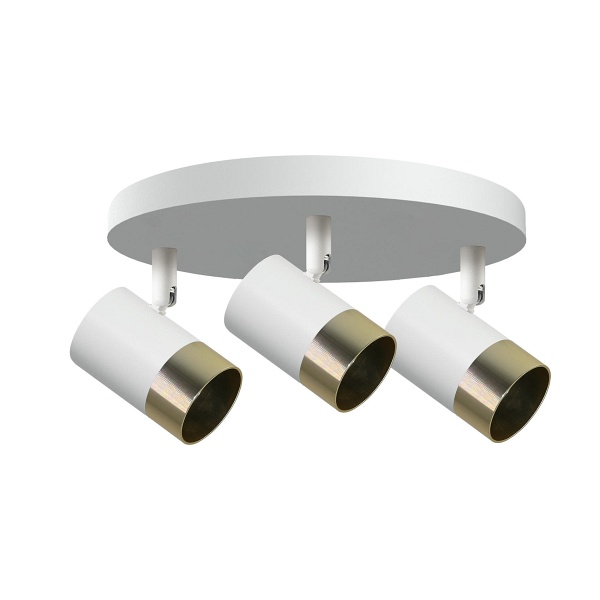 Tobi Lampa Sufitowa Plafon Biały 3X15W Gu10 Klosz Biały+Złoty Candellux