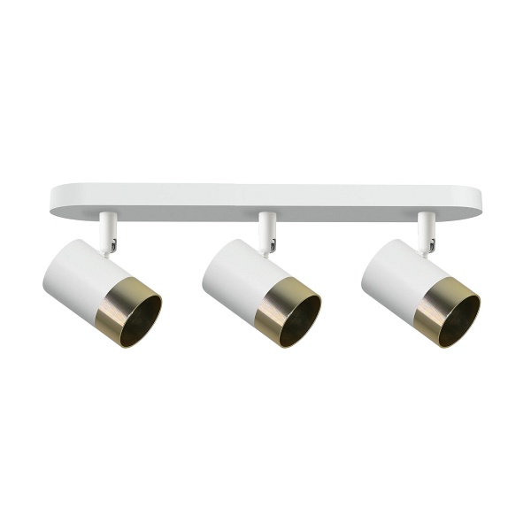 Tobi Lampa Sufitowa Listwa Biały 3X15W Gu10 Klosz Biały+Złoty Candellux