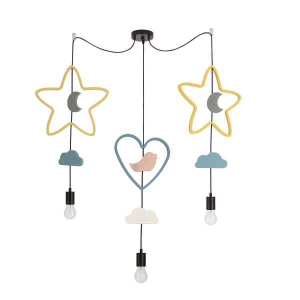 Trio Shs P Lampa Wisząca Czarny 3X20W E27 Iq Kids Multi Kolor Candellux