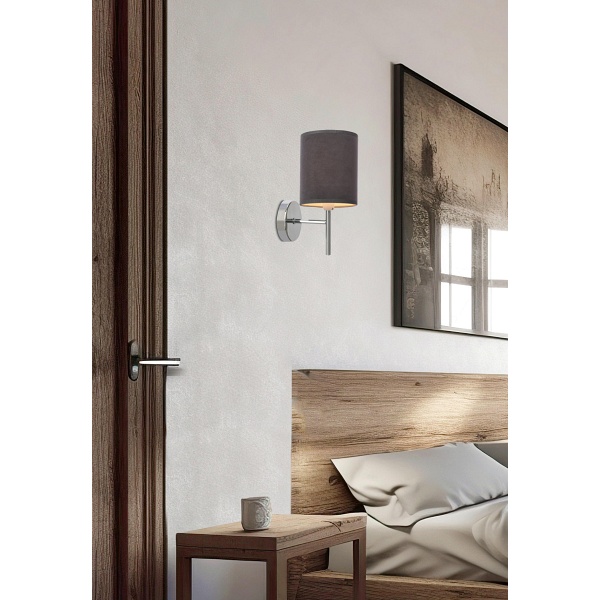 Yan Lampa Kinkiet Chromowy 1X40W E14 Abażur Grafitowy Candellux