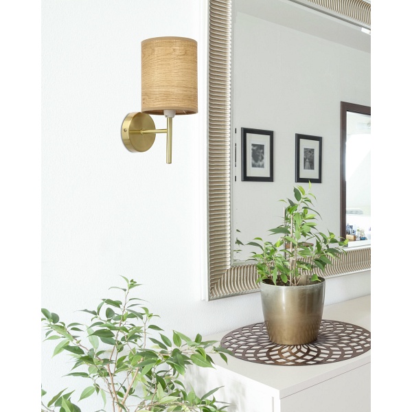 Yan Lampa Kinkiet Patynowy 1X40W E14 Abażur Orzechowy Candellux