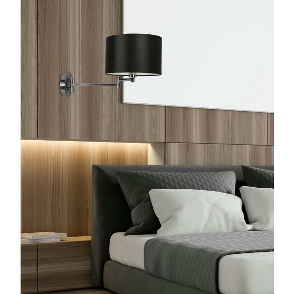 Alexia Lampa Kinkiet Chromowy 1X40W E14 Abażur Czarny Candellux