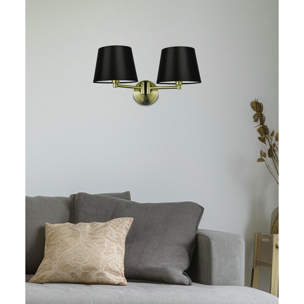 Ibis Lampa Kinkiet Patynowy 2X40W E14 Abażur Czarny Candellux