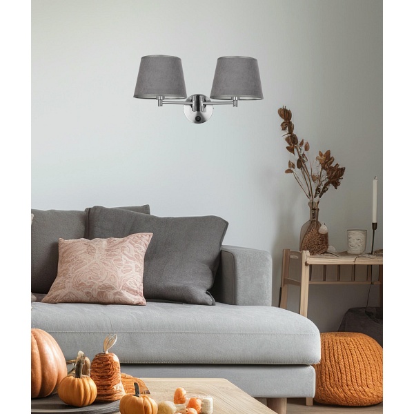 Ibis Lampa Kinkiet Satynowy 2X40W E14 Abażur Grafitowy Candellux