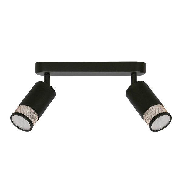 Flin Lampa Sufitowa Listwa Czarny 2X15W Gu10 Klosz Czarny+Złoty Candellux