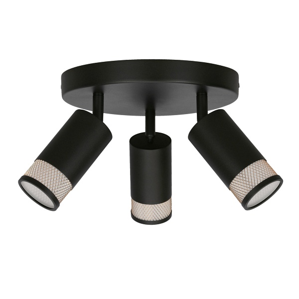 Flin Lampa Sufitowa Plafon Czarny 3X15W Gu10 Klosz Czarny+Złoty Candellux