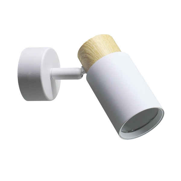 Claro Lampa Kinkiet Biały 1X15W Gu10 Klosz Biały+Drewniany Candellux