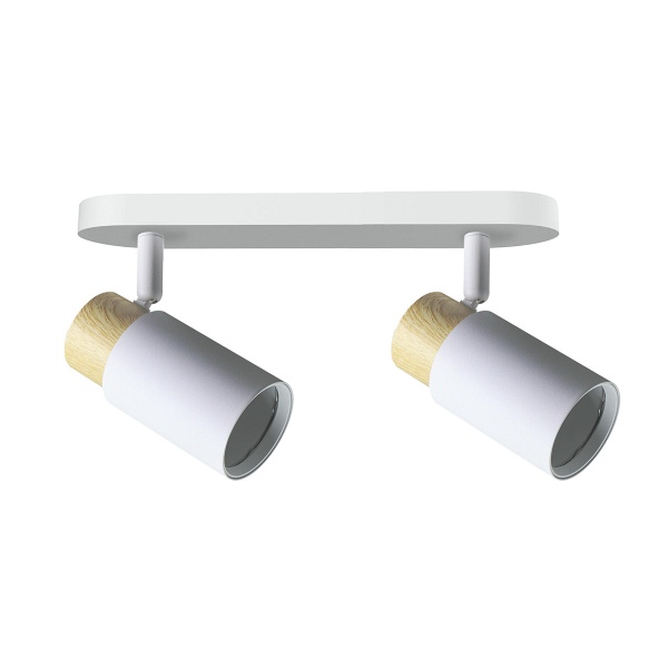 Claro Lampa Sufitowa Listwa Biały 2X15W Gu10 Klosz Biały+Drewniany Candellux