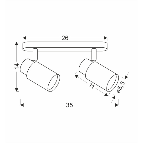 Claro Lampa Sufitowa Listwa Biały 2X15W Gu10 Klosz Biały+Drewniany Candellux