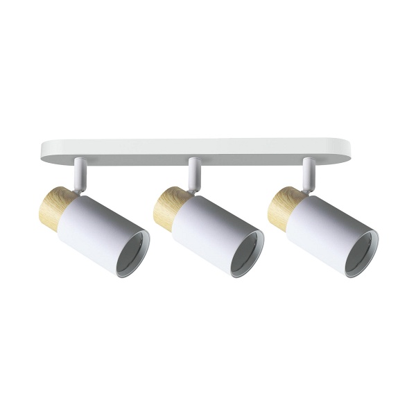 Claro Lampa Sufitowa Listwa Biały 3X15W Gu10 Klosz Biały+Drewniany Candellux