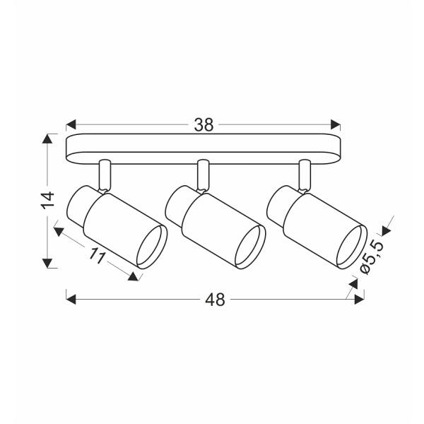 Claro Lampa Sufitowa Listwa Biały 3X15W Gu10 Klosz Biały+Drewniany Candellux