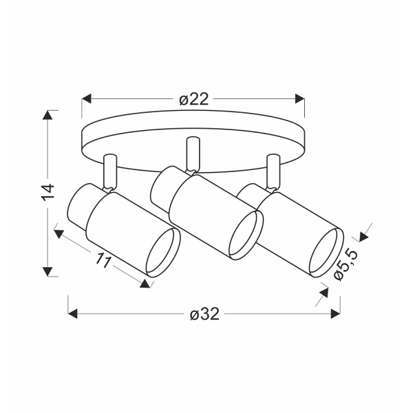 Claro Lampa Sufitowa Plafon Biały 3X15W Gu10 Klosz Biały+Drewniany Candellux