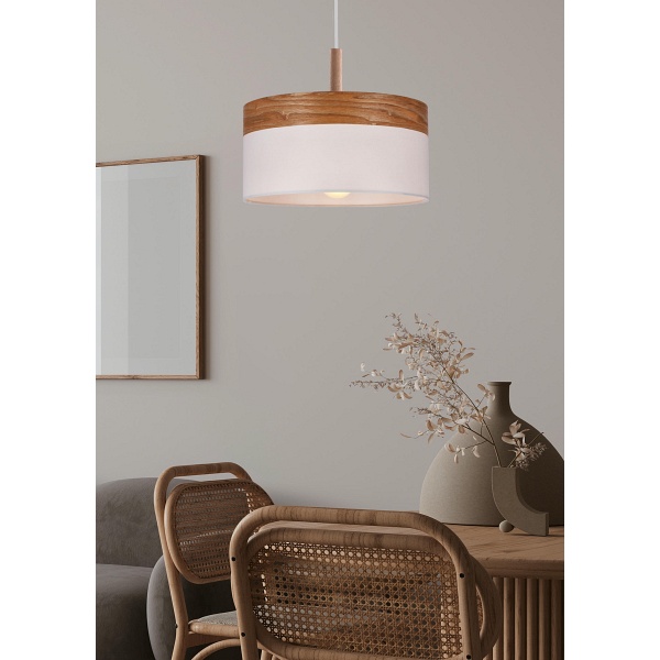 Orto Lampa Wisząca Biały+Drewniany 1X60W E27 Abażur Brązowy+Biały Candellux