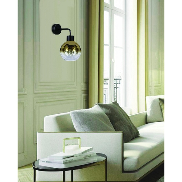 Lady Lampa Kinkiet Czarny 1X40W E27 Klosz Złoty Candellux