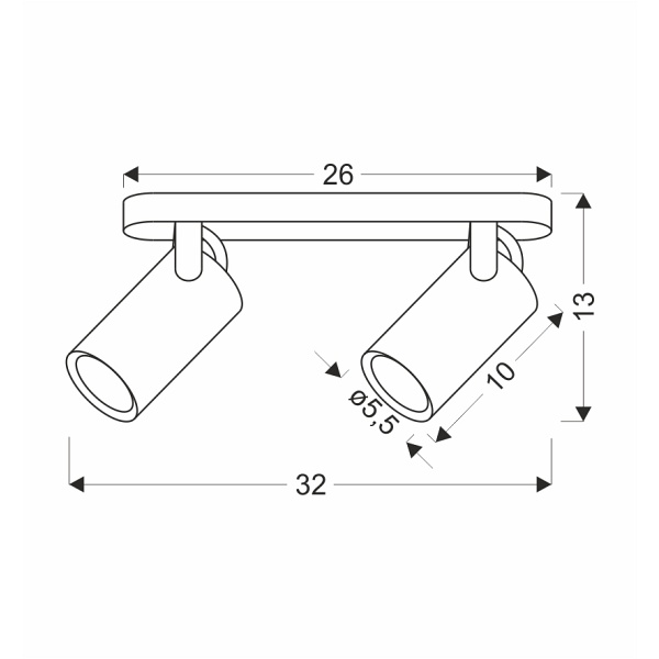 Gary Lampa Sufitowa Listwa Czarny 2X15W Gu10 Klosz Czarny Candellux