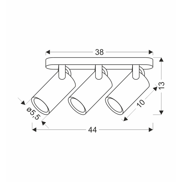 Gary Lampa Sufitowa Listwa Czarny 3X15W Gu10 Klosz Czarny+Złoty Candellux