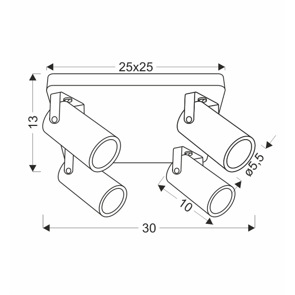 Gary Lampa Sufitowa Plafon Czarny 4X15W Gu10 Klosz Czarny Candellux