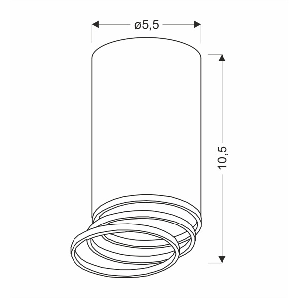 Tuba Lampa Sufitowa Czarny 1X15W Gu10 Śr. 5,5 Cm Candellux