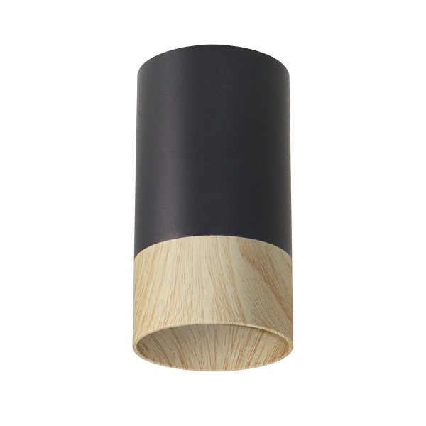 Conti Lampa Sufitowa Tuba 1X15W Gu10 5,5/10 Czarny+Drewniany Candellux