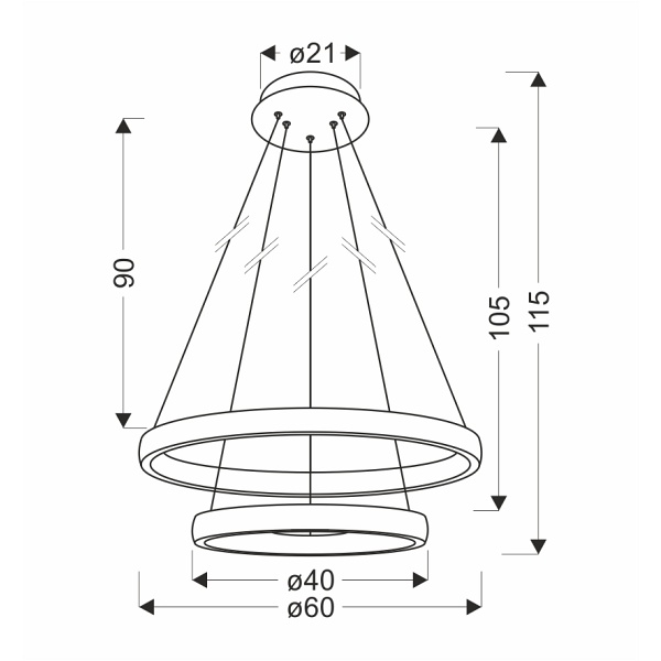 Hashim Lampa Wisząca 60+40Cm Złoty 22W+34W Led Kryształki Bezbarwne Candellux