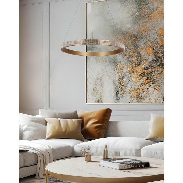 Hashim Lampa Wisząca 60Cm Złoty 34W Led Kryształki Bezbarwne Candellux