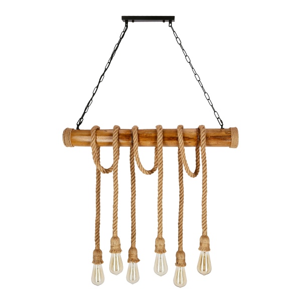 Vint Lampa Wisząca Drewniany 6X40W E27 Candellux