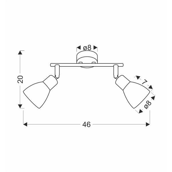 Costa Listwa 2X40W E14 Czarny Klosz Biały Candellux