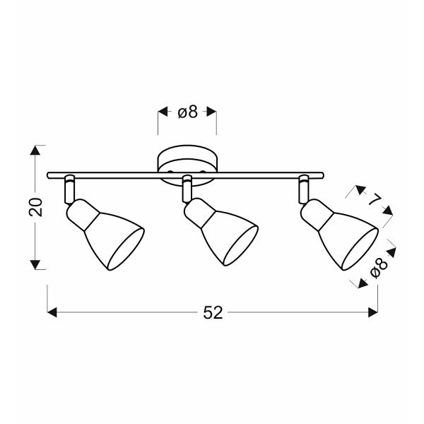 Costa Listwa 3X40W E14 Czarny Klosz Biały Candellux