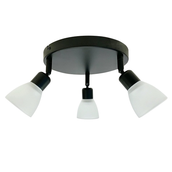 Costa Plafon 3X40W E14 Czarny Klosz Biały Candellux