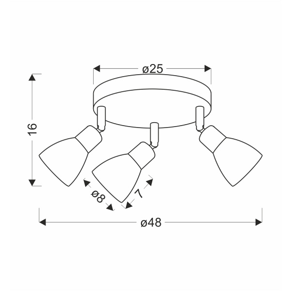 Costa Plafon 3X40W E14 Czarny Klosz Biały Candellux