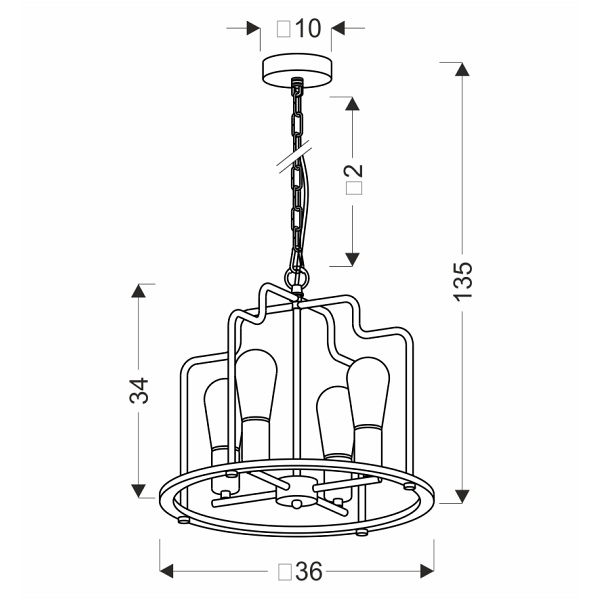 Datus Lampa Sufitowa Czarny 4X40W E27 Candellux