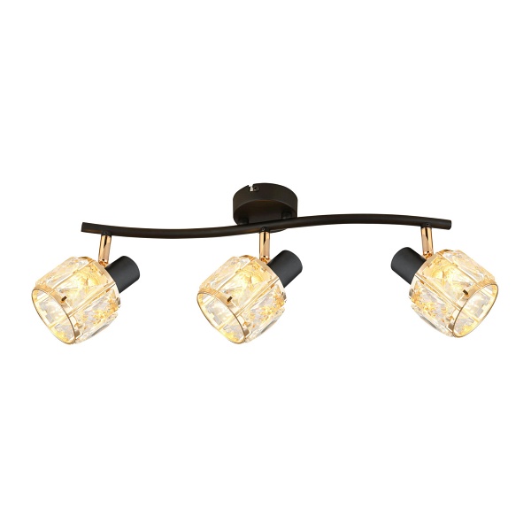Dubai Lampa Sufitowa Listwa Czarny 3X40W E14 Klosz Różowy Złoty Kryszt Transp Candellux